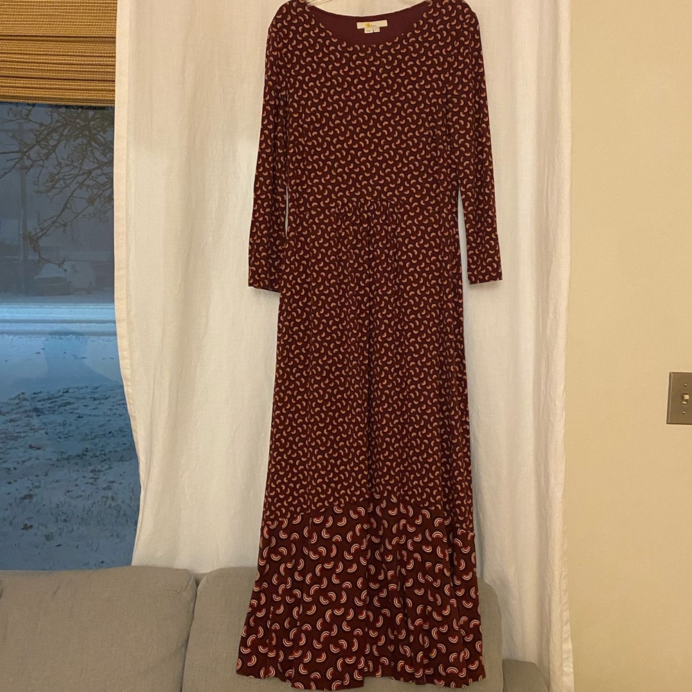 Boden Burgundy Philippa Maxi Dress with Rainbows size 6R
